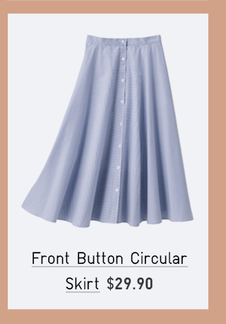 FRONT BUTTON CIRCULAR SKIRT $29.90