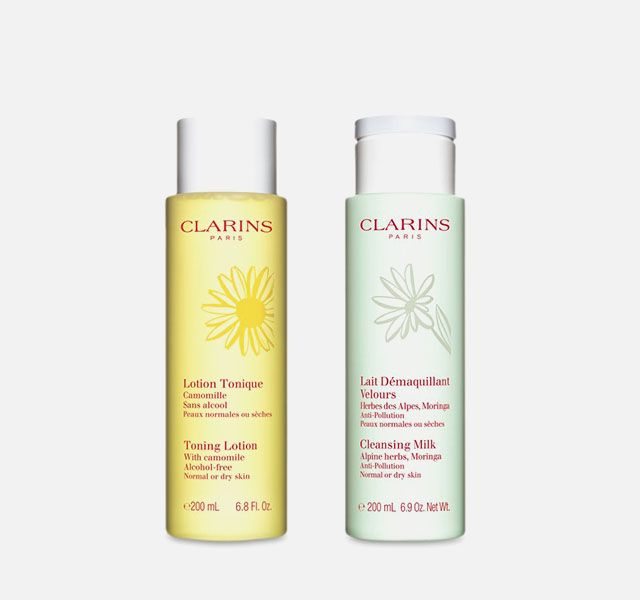 Clarins Toning Lotion & Cleansing Milk Bundle with Gift