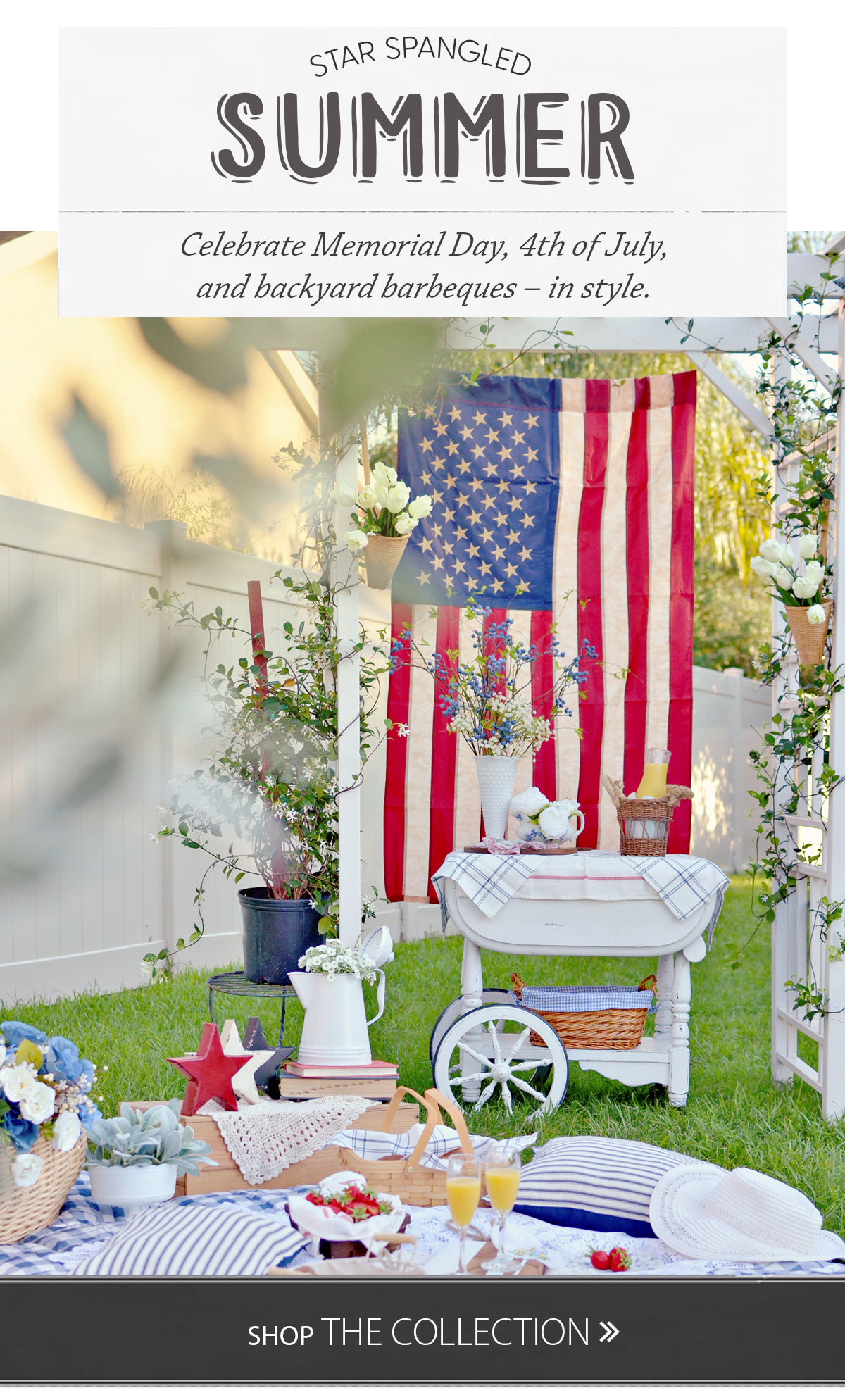 Star spangled summer. Celebrate Memorial Day, 4th of July, and backyard barbeques - in style. Shop the Collection.