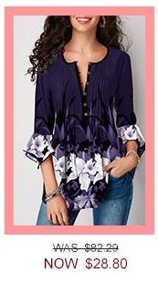 Crinkle Chest Floral Print Flare Cuff Blouse 
