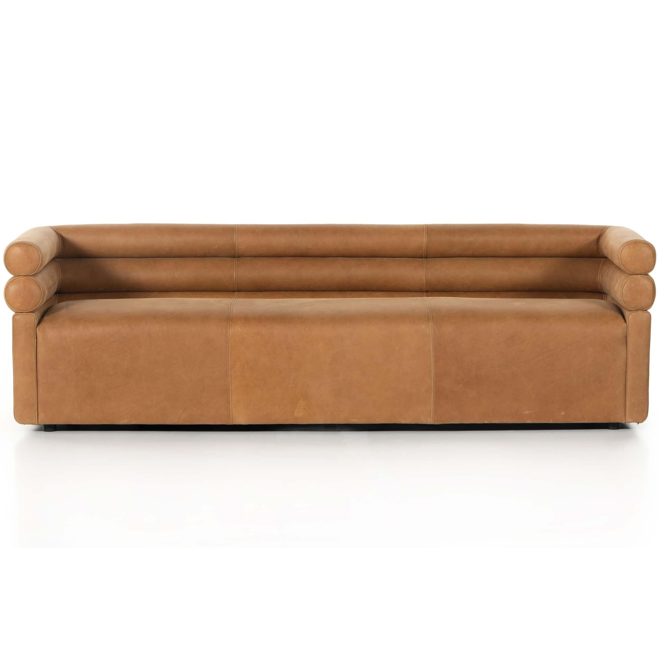 Image of Evie 88" Leather Sofa, Palermo Cognac
