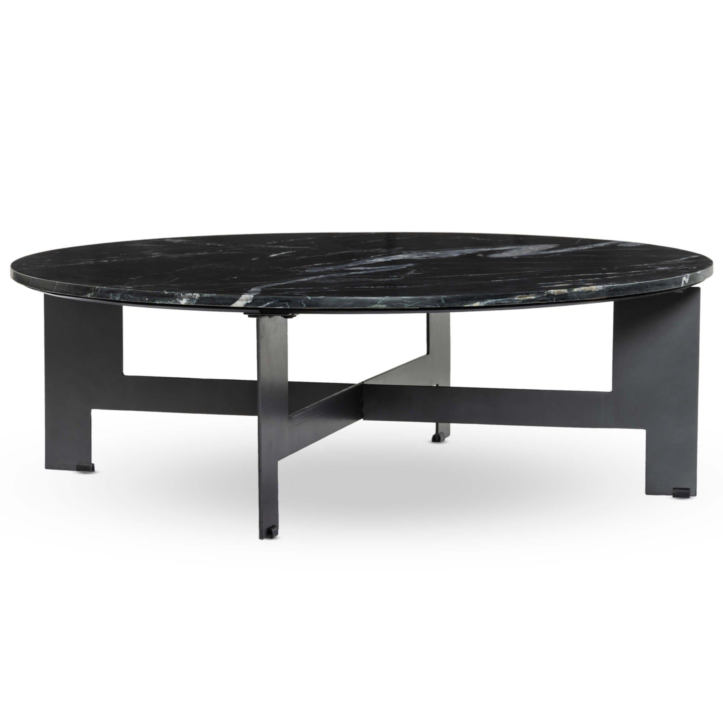 Image of Marble Round Coffee Table, Black