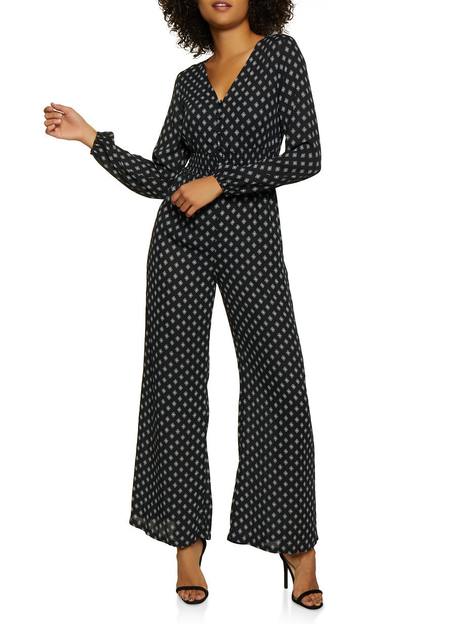 Half Button Printed Jumpsuit