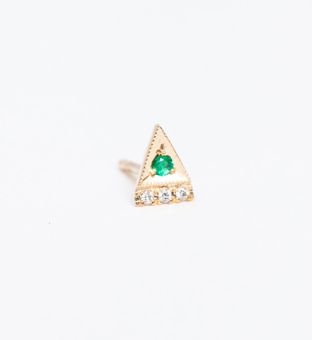 Emerald Deco Point Triangle Stud