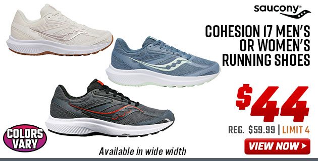 Saucony Cohesion 17 Men's or Women's Running Shoes