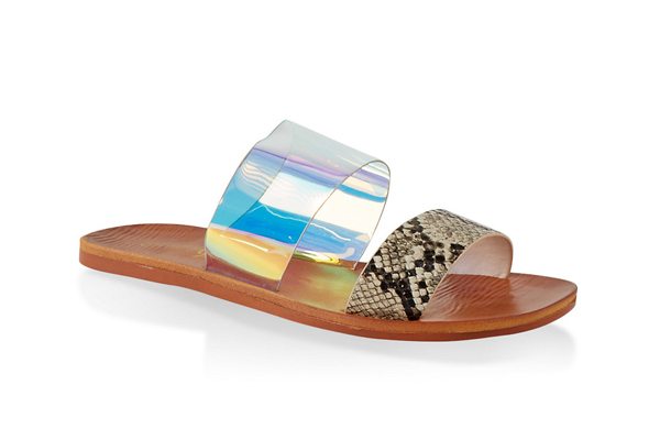 Contrast Two Band Slide Sandals