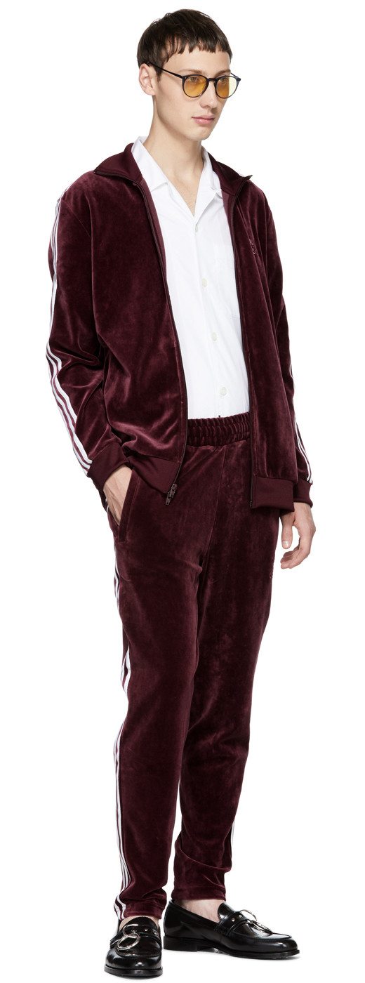 burgundy velvet adidas tracksuit