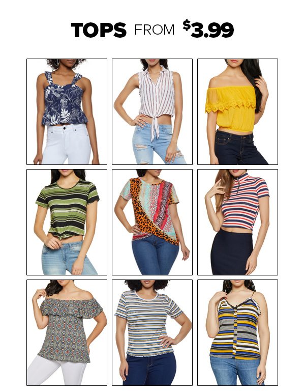 Shop Clearance Tops from $3.99