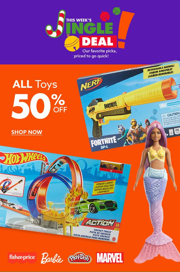 Jingle Deals ALL Toys 50% OFF