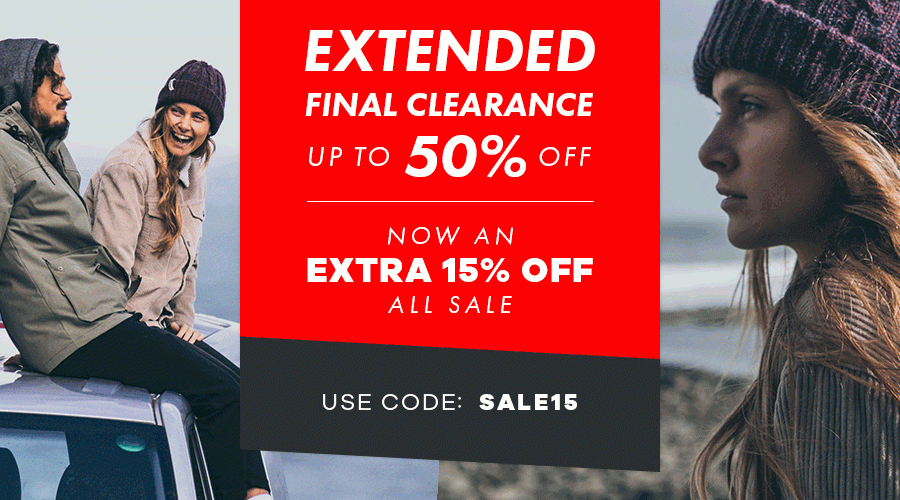 Sale Extended! Final Clearance, Up to 50% Off, Plus an extra 15% Off All Sale.