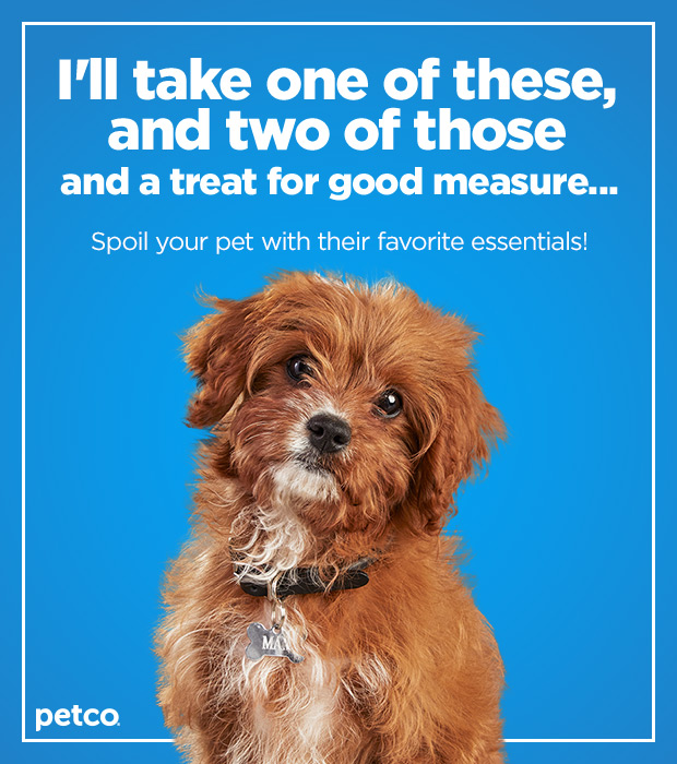 I'll take on of these, and two of those and a treat for good measure... Spoil your pet with their favorite essentials!