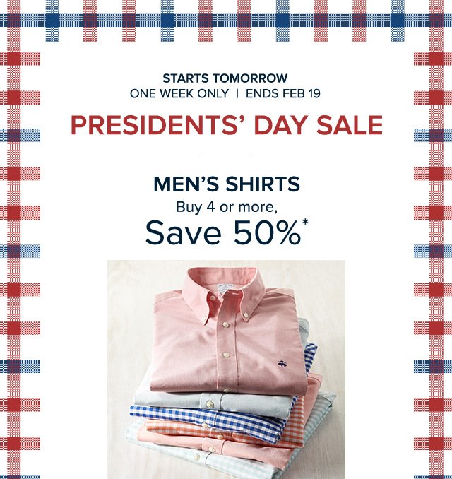 Starts tomorrow: Presidents' Day Sale 