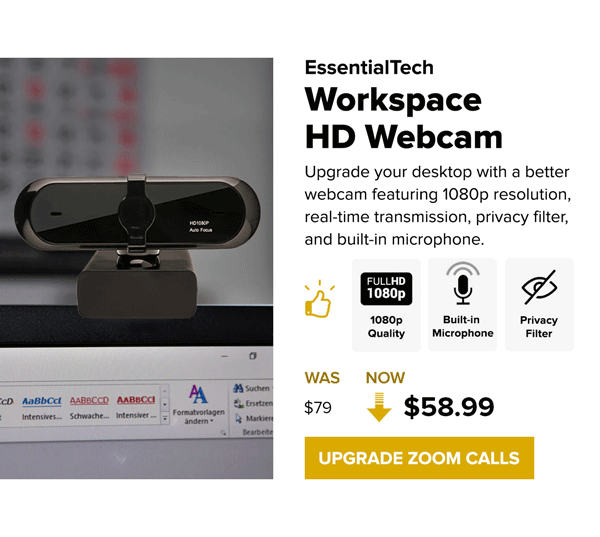 EssentialTech Workspace HD Camera | Upgrade Zoom Calls 
