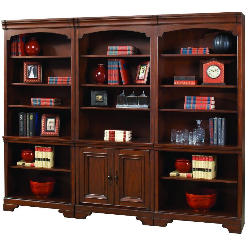 Richmond 3 Piece Cherry Brown Bookcase Wall