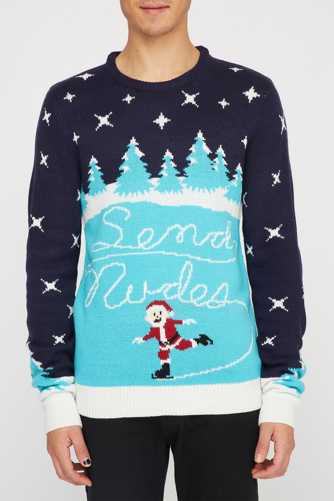 Image of Christmas Mens Skating Santa Ugly Christmas Sweater