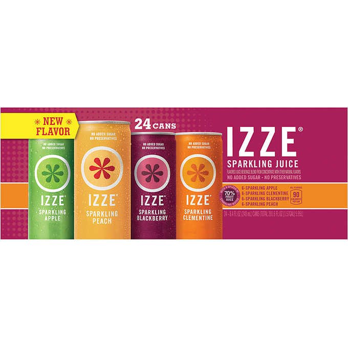 IZZE Sparkling Juice, Variety Pack, 24-Count, 8.4 Fluid Ounces Each