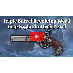 Triple Barrel Revolving Eagle Flintlock Pistol