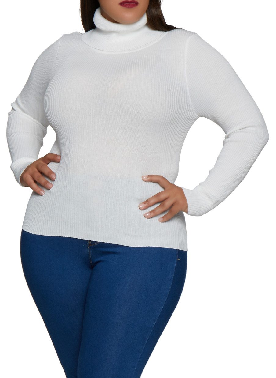 Plus Size Ribbed Turtleneck Sweater