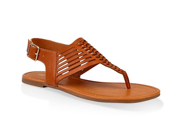 Woven Laser Cut Thong Sandals