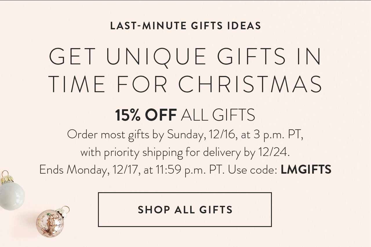 15% Off All Gifts - Ends 12/17. Use code LMGIFTS