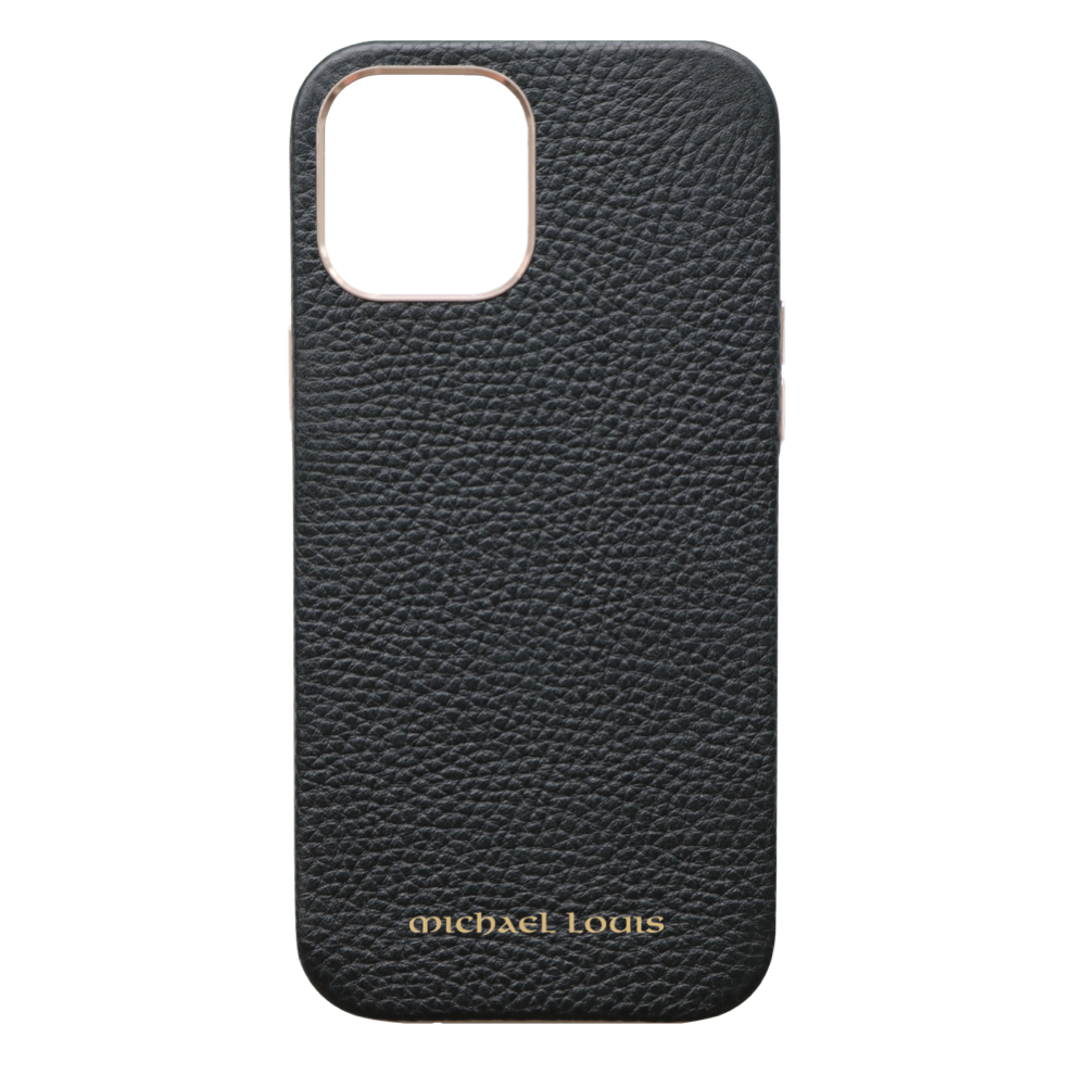 Image of Black Pebbled Leather iPhone 12 Pro Max Classic Wrap Case