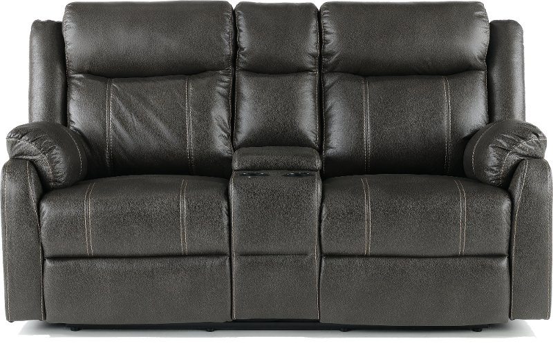 Domino Gray Reclining Loveseat with Console