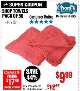 View Mechanic's Shop Towels 14 in. x 13 in., 50 Pk.