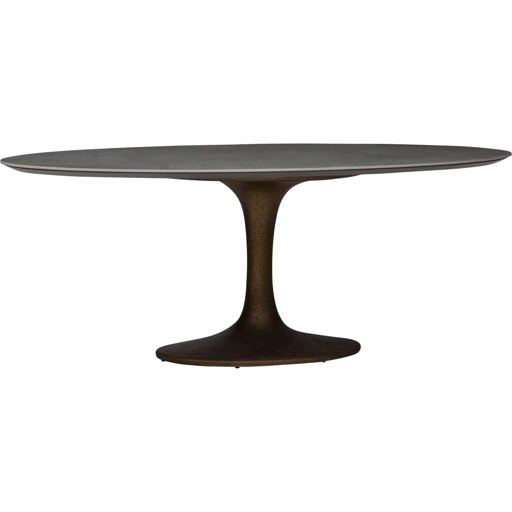 Image of Arielle Dining Table, Grey Top/Brass Base