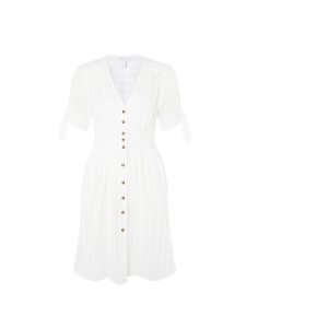 Button-through dress in pure cotton ivory