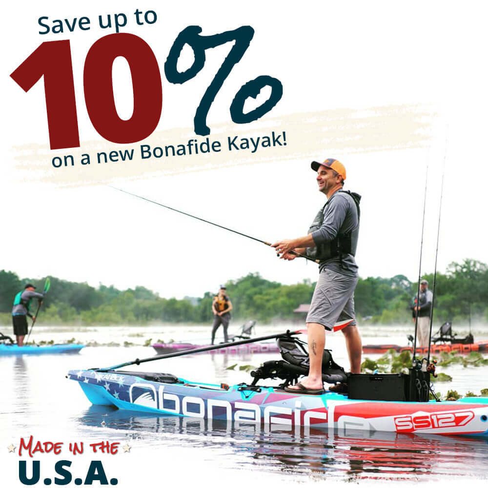 Save up to 10% on a new Bonafide Kayak!