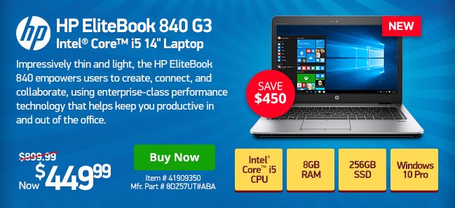 HP EliteBook 840 G3 i5-6300U 8GB 256SSD 14" W10P | 41909350 | Shop Now