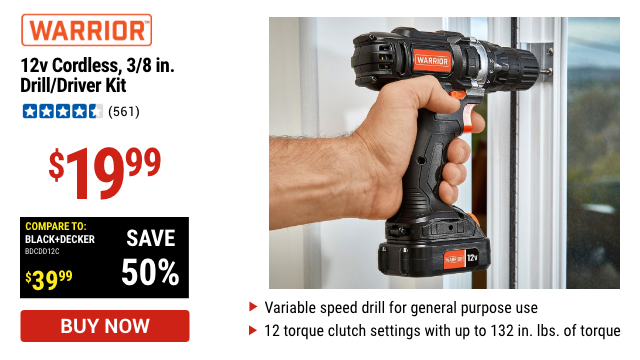 12v Cordless, 3/8 in. Drill/Driver