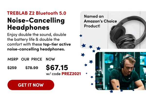 TREBLAB Z2 Noise-Cancelling Headphones | Get It Now