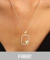 Rhinestone Golden Heart Detail Alloy Necklace