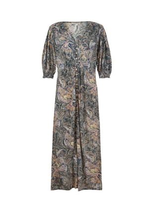 Paisley jersey midi dress in sustainable viscose blue