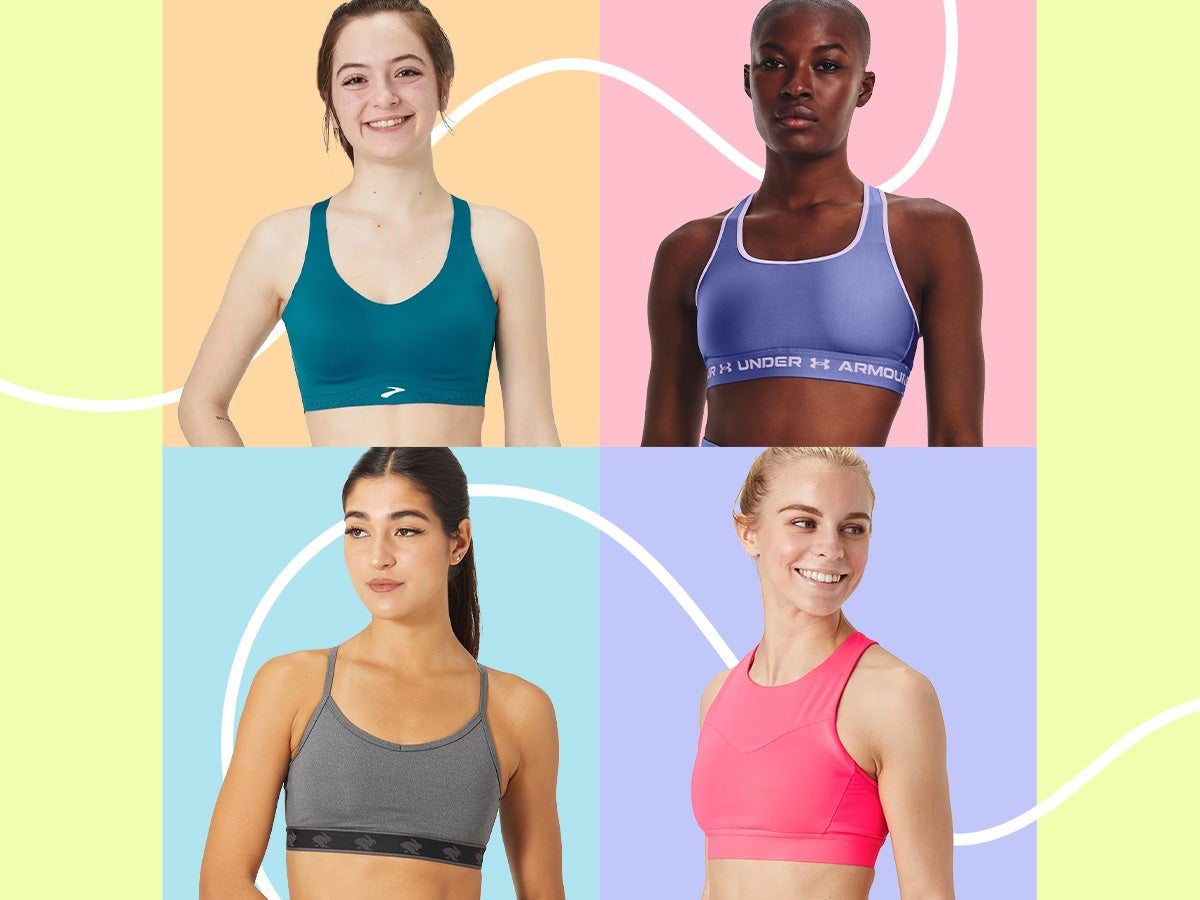 a mixture of bras in different colors and styles