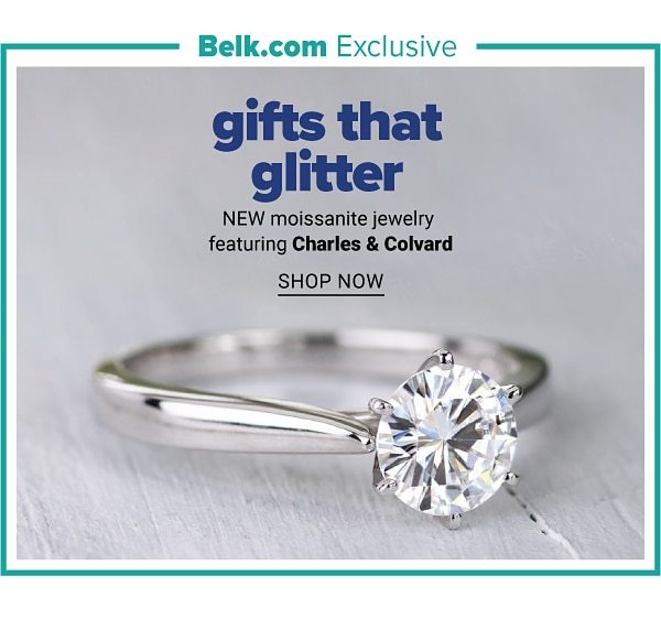 Gifts that glitter. New moissanite jewelry featuring Charles & Colvard.