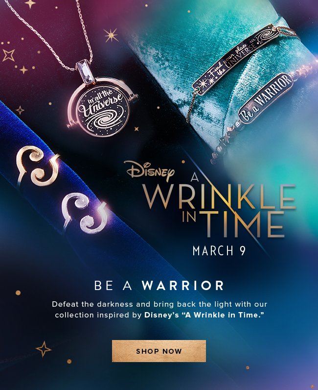 Shop the Disney’s A Wrinkle in Time Collection featuring quotes and symbols from the new film. 