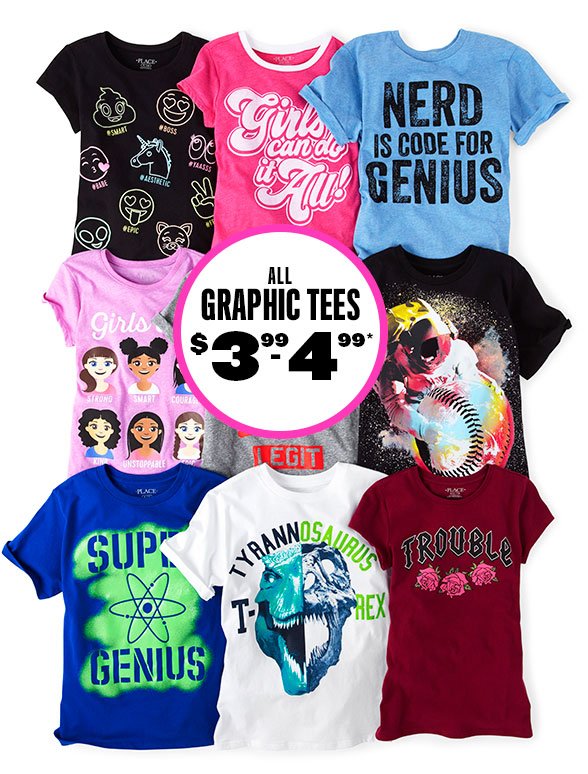 All Graphic Tees $3.99 to $4.99