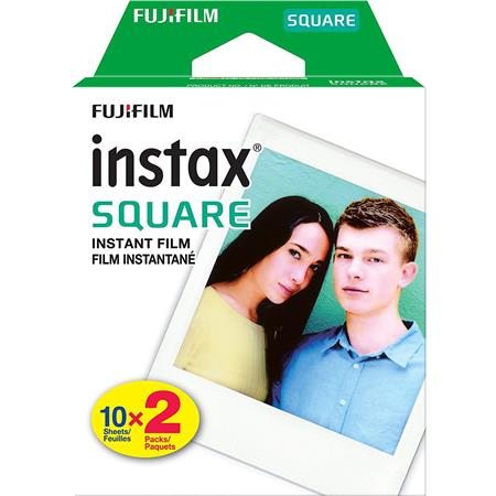 Fujifilm instax SQUARE Instant Color Film, Twin Pack - 20 Exposures, White Frame