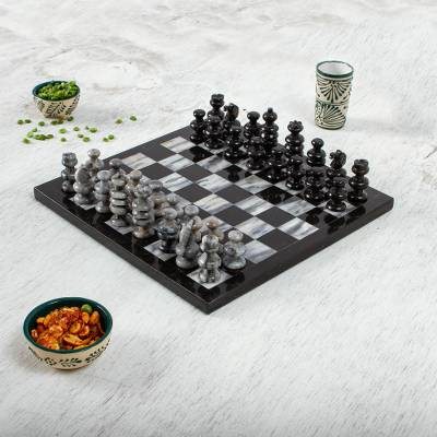 Carved Marble Chess Set from Mexico