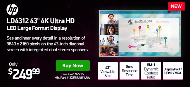 HP Smart Buy LD4312 43" 4K UHD Display | 42092715 | Shop Now