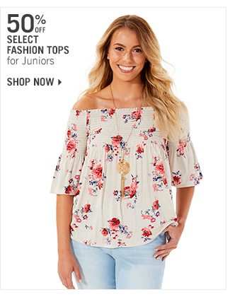 Shop 50% Off Select Fashion Tops for Juniors