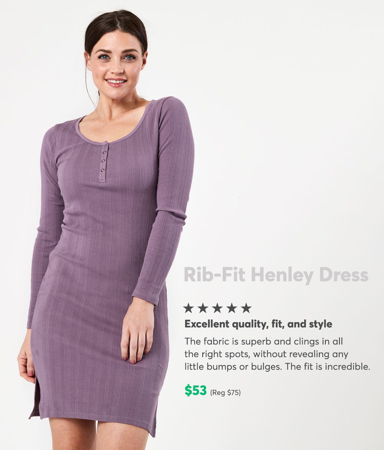 Rib0Fit Henley Dress $53