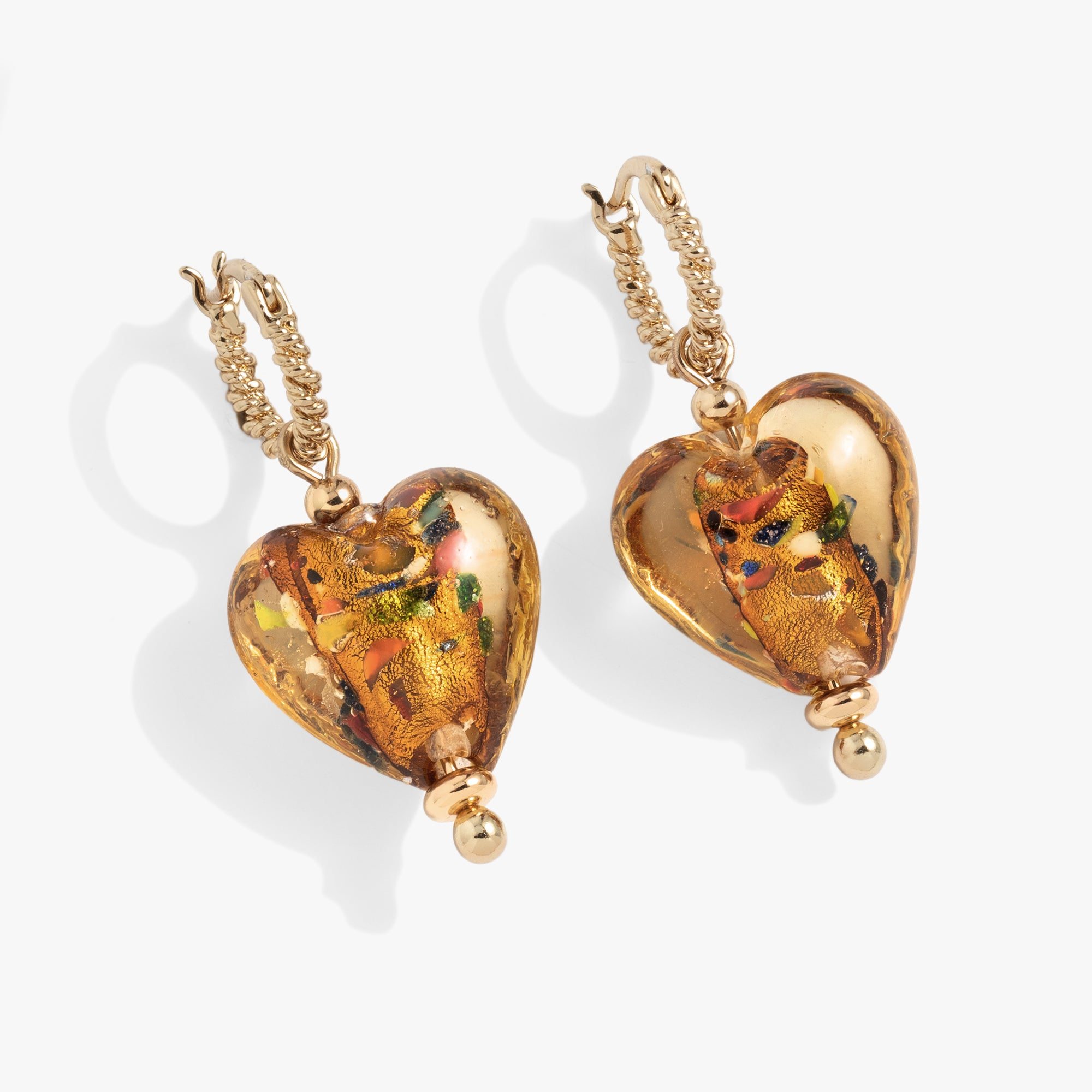 Image of Murano Beads Heart Drop Huggie Earring