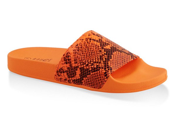 Neon Snake Print Pool Slides