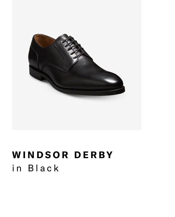 Click Here To Save On The Windsor Plain-Toe Derby In Black, Regular Price $425, Available For $199 During Black Friday Sale