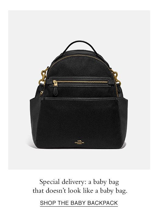 Special delivery: a baby bag that doesn't look like a baby bag. SHOP THE BABY BACKPACK