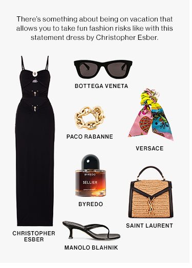 There’s something about being on vacation that allows you to take fun fashion risks like with this statement dress by Christopher Esber.
