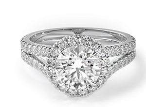 Round split band diamond halo